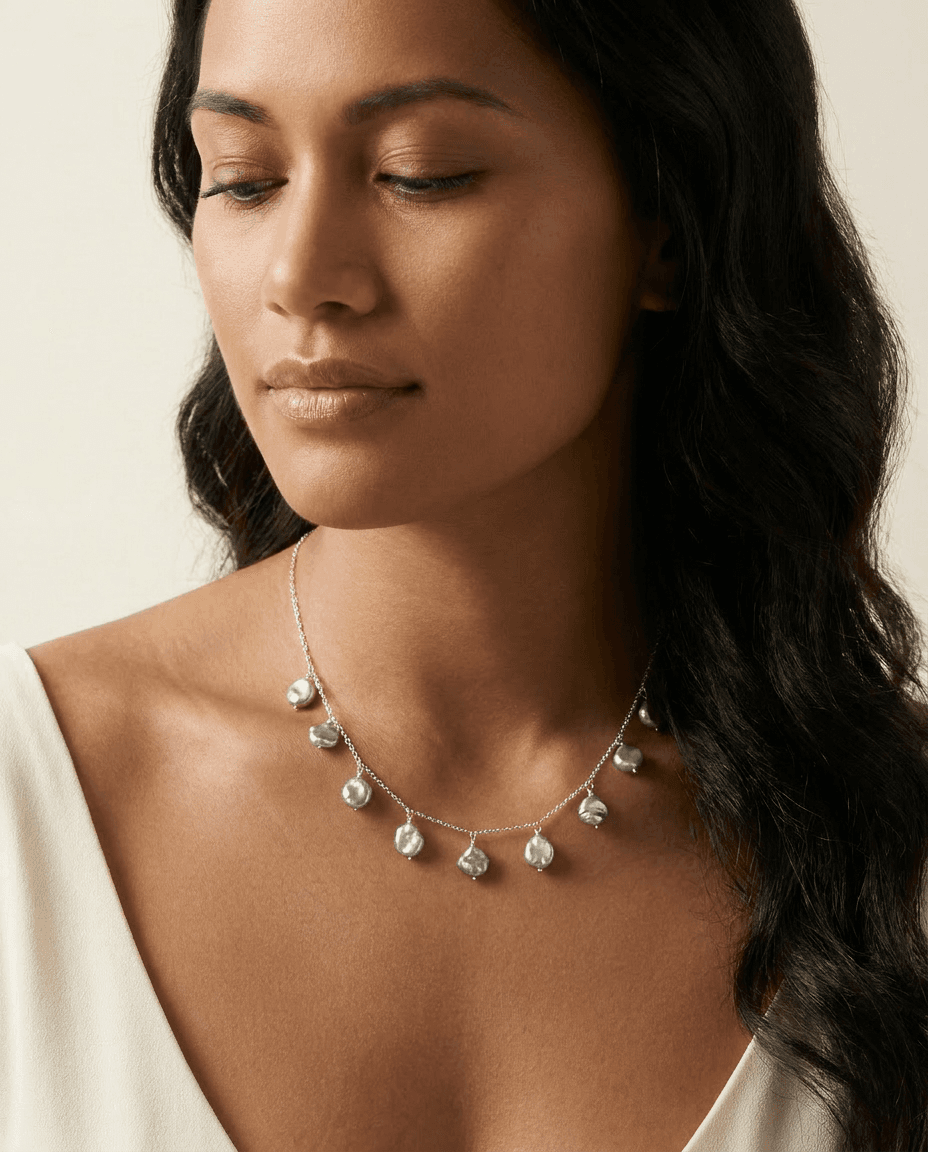Keshi Tahitian Pearl Necklace — on model