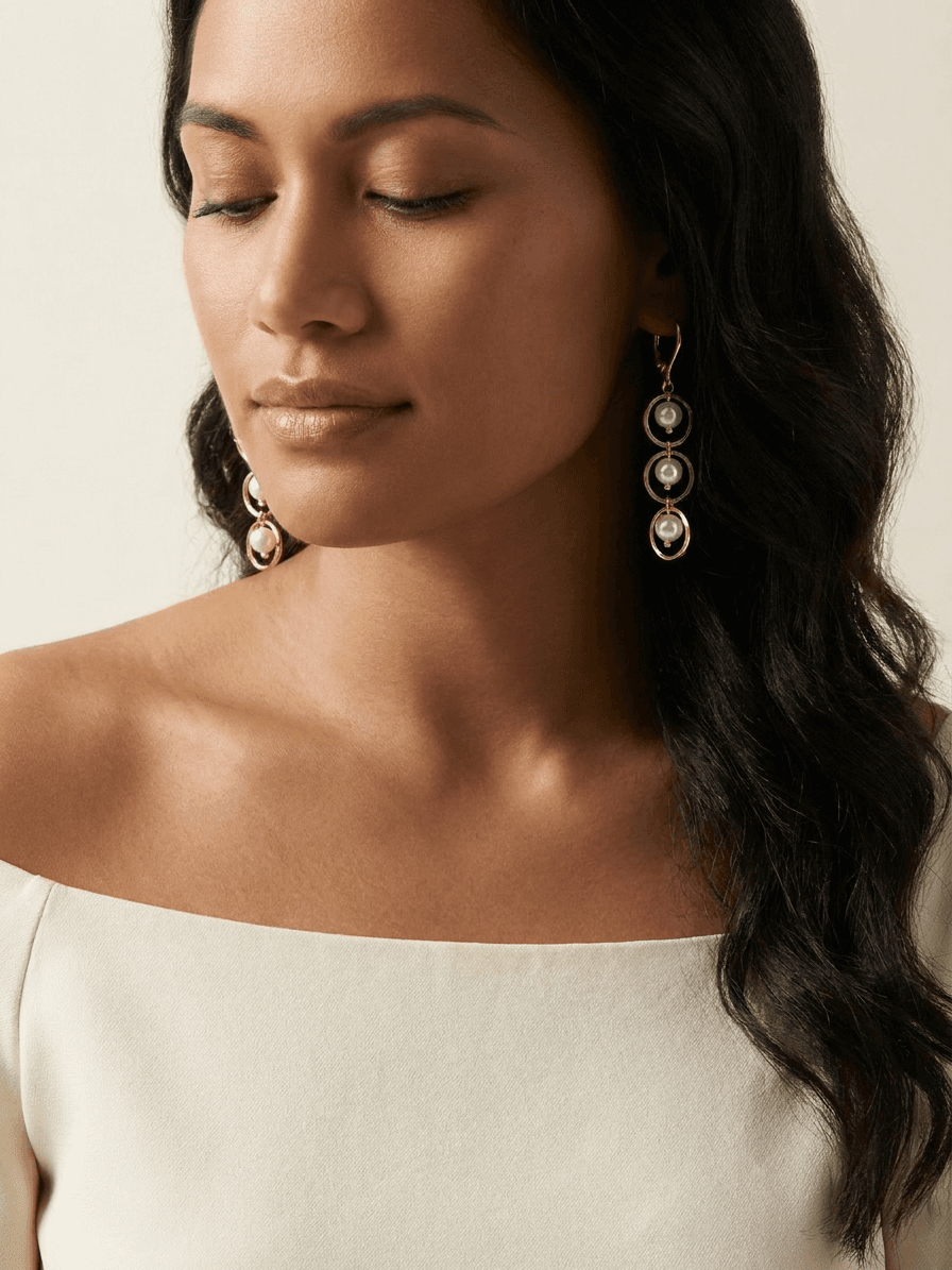 Freshwater Pearl Earrings — on model