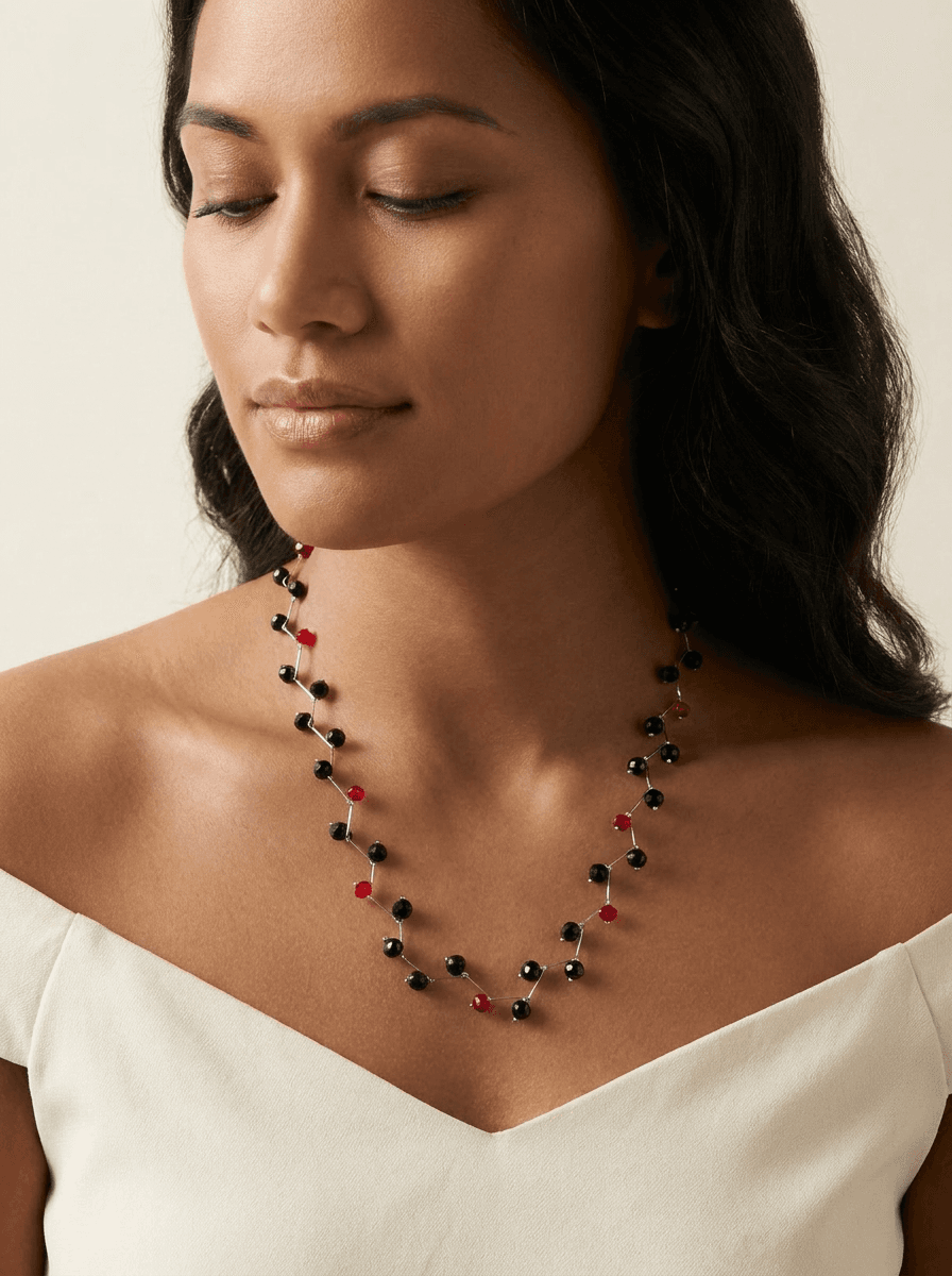 Crystal Pendant Necklace — on model