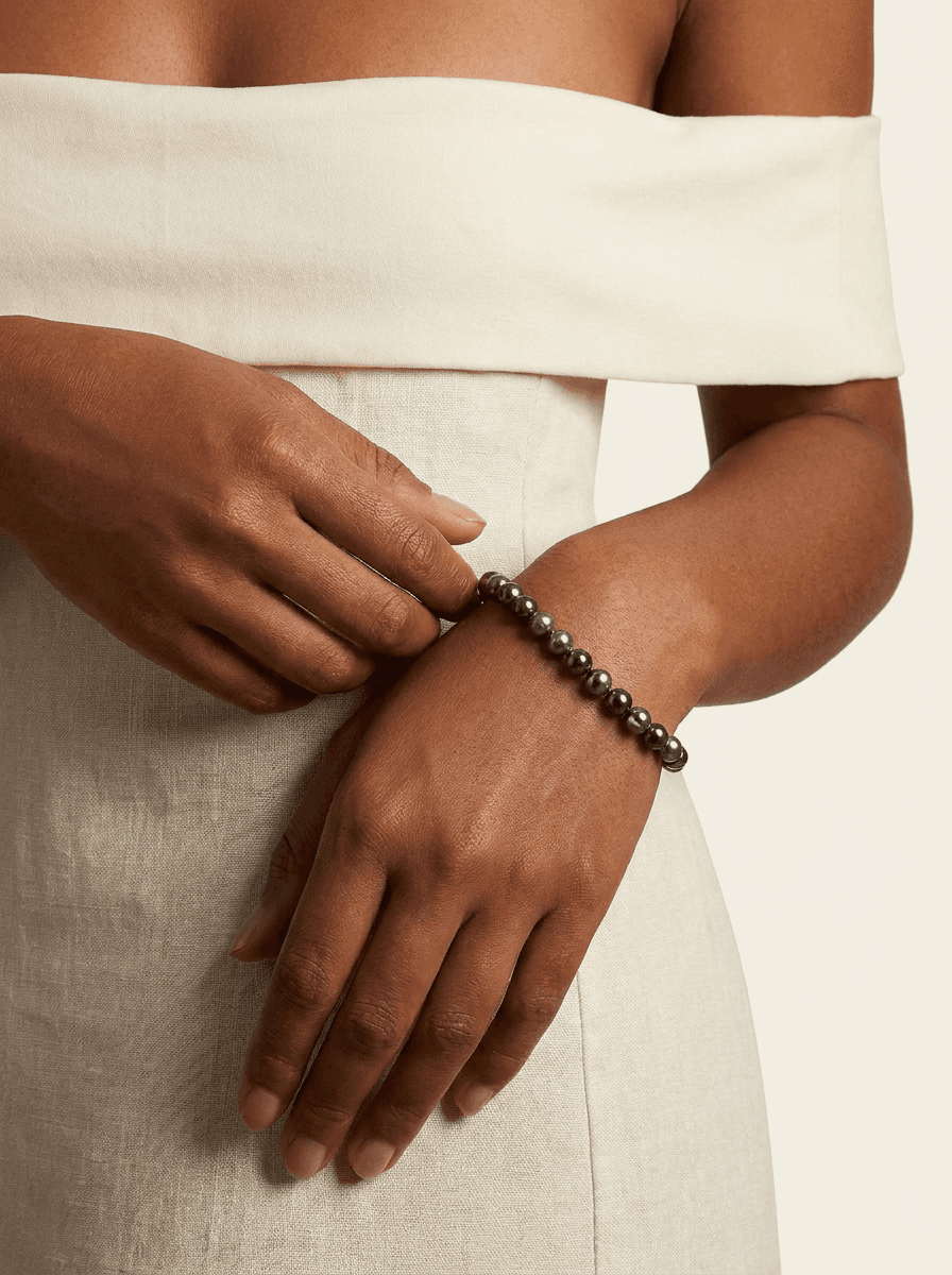 Tahitian Black Pearl Strand Bracelet — on model