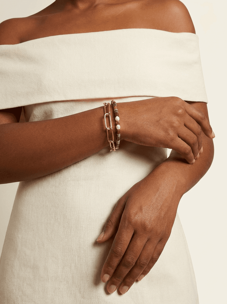 Crystal Beaded Bracelet — on model