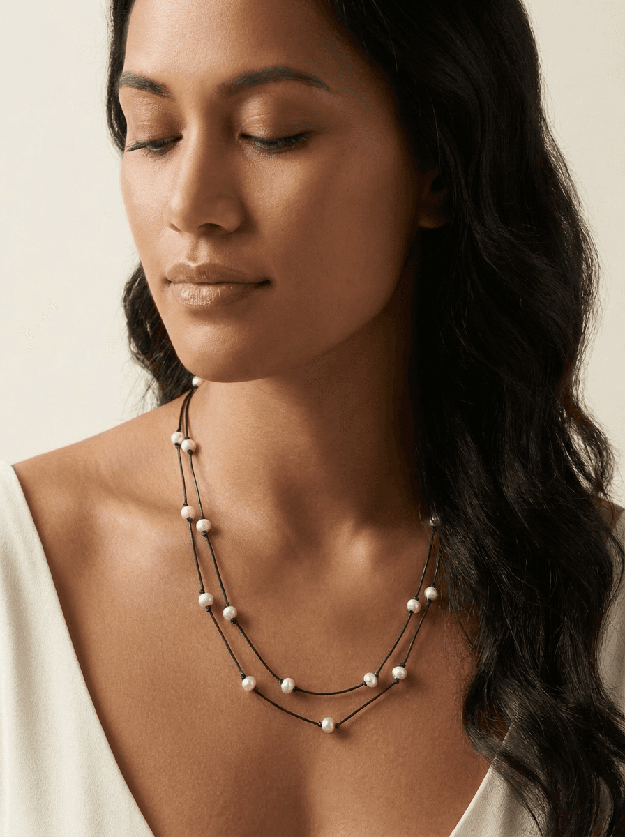 Freshwater Pearl Necklace — on model