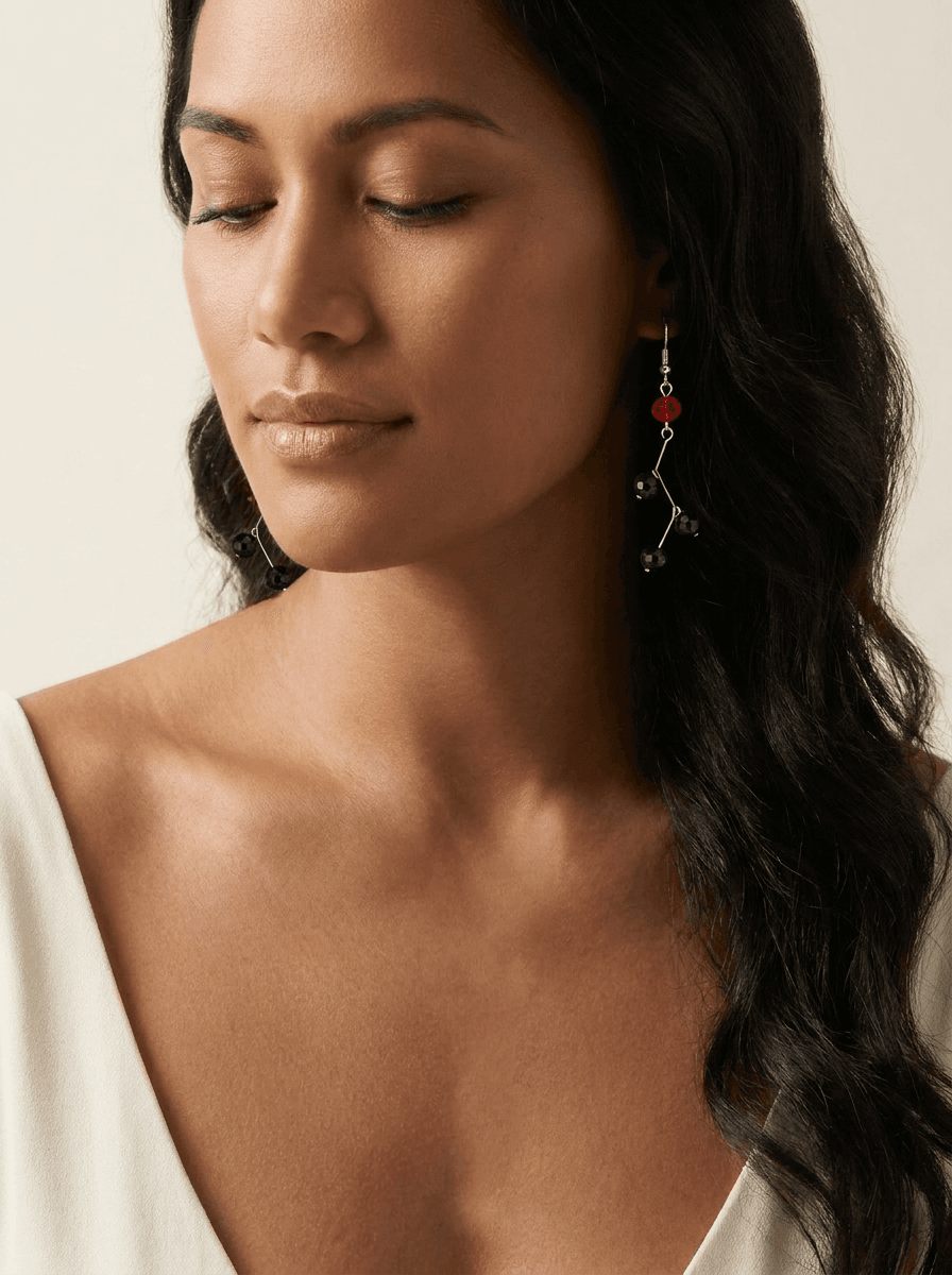 Crystal Drop Earrings — on model