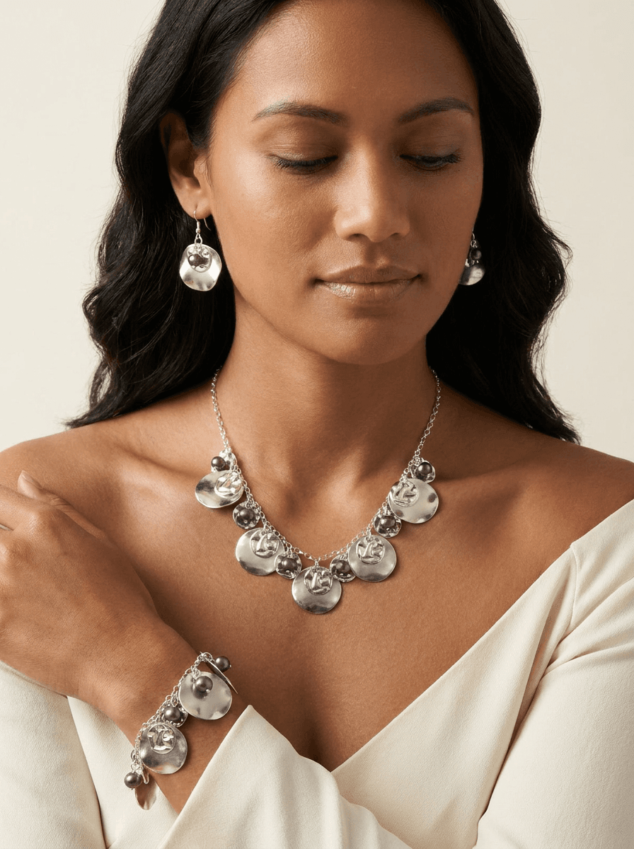 Tahitian Black Pearl 3-Piece Jewelry Set — on model